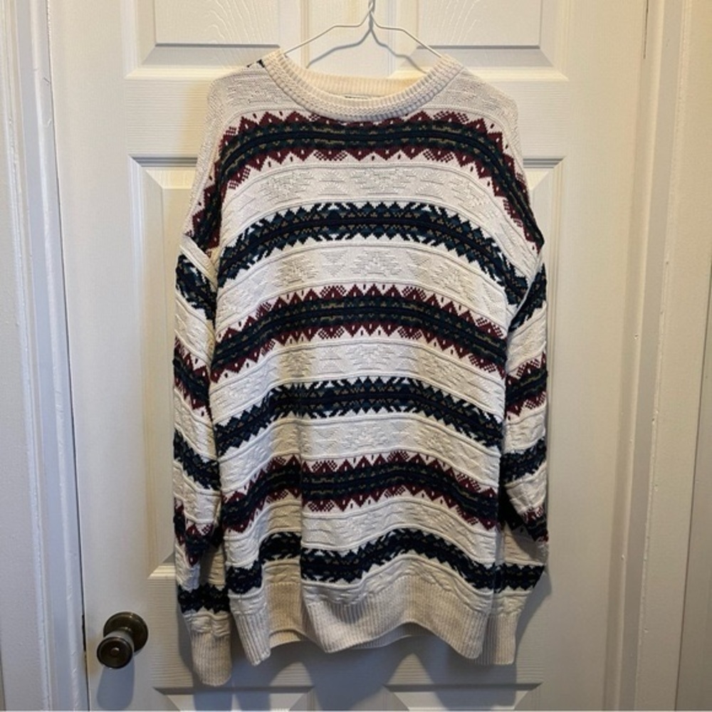 Van Heusen medium Sweater 100% Cotton knit sweatshirt long sleeve vintage pull